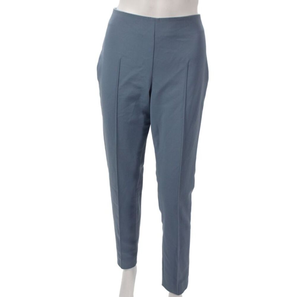 Akris Women Dress Pants Blue Cotton Zip Classic Size 6